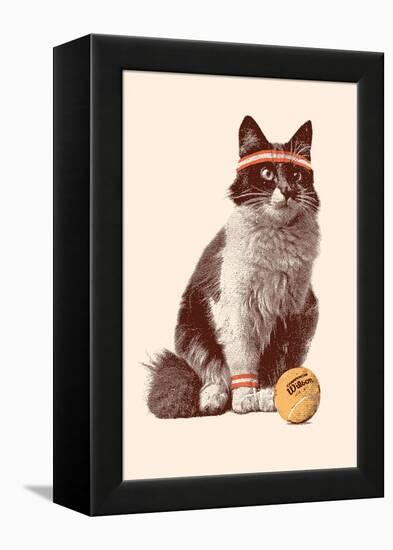 Tennis Cat, 2021 (Digital)-Florent Bodart-Framed Premier Image Canvas