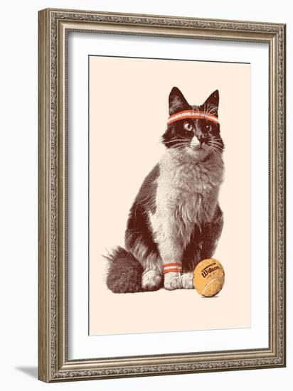 Tennis Cat, 2021 (Digital)-Florent Bodart-Framed Giclee Print