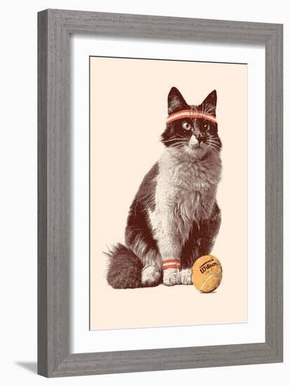 Tennis Cat, 2021 (Digital)-Florent Bodart-Framed Giclee Print