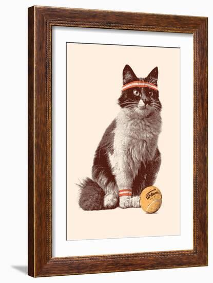 Tennis Cat, 2021 (Digital)-Florent Bodart-Framed Giclee Print