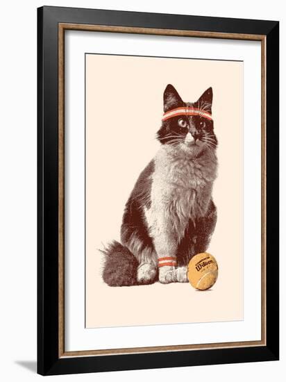 Tennis Cat, 2021 (Digital)-Florent Bodart-Framed Giclee Print