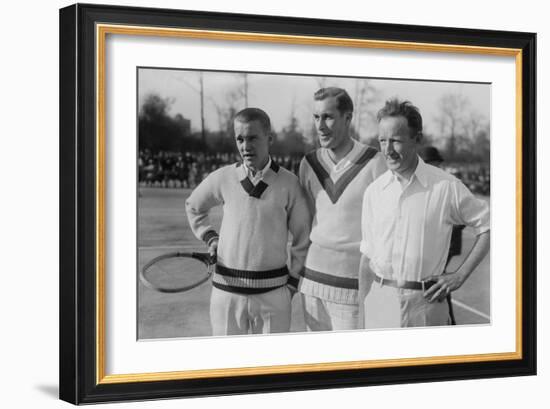 Tennis Champions Vincent Richards, Bill Tilden, and Bill Johnston in the 1920s-null-Framed Premium Photographic Print