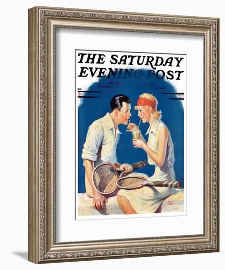 "Tennis Couple," Saturday Evening Post Cover, June 21, 1930-James C. McKell-Framed Giclee Print