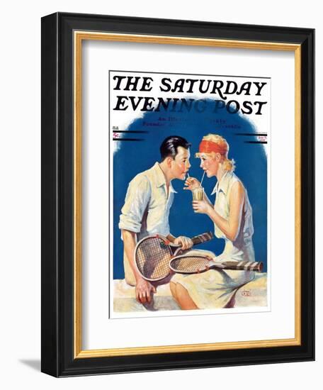 "Tennis Couple," Saturday Evening Post Cover, June 21, 1930-James C. McKell-Framed Giclee Print