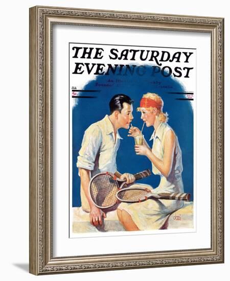 "Tennis Couple," Saturday Evening Post Cover, June 21, 1930-James C. McKell-Framed Giclee Print