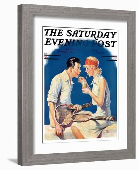 "Tennis Couple," Saturday Evening Post Cover, June 21, 1930-James C. McKell-Framed Giclee Print