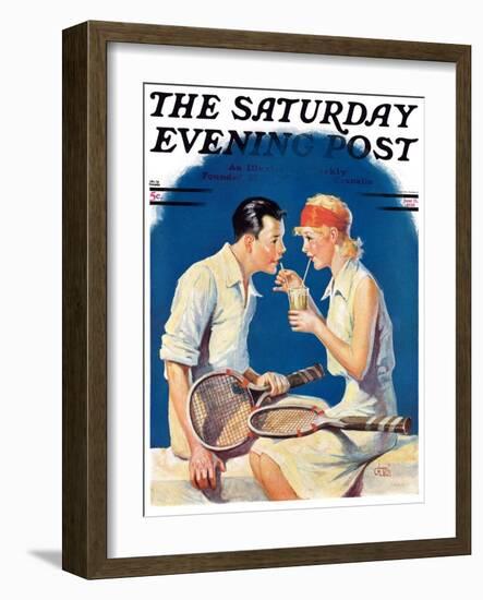 "Tennis Couple," Saturday Evening Post Cover, June 21, 1930-James C. McKell-Framed Giclee Print