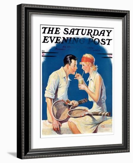 "Tennis Couple," Saturday Evening Post Cover, June 21, 1930-James C. McKell-Framed Giclee Print