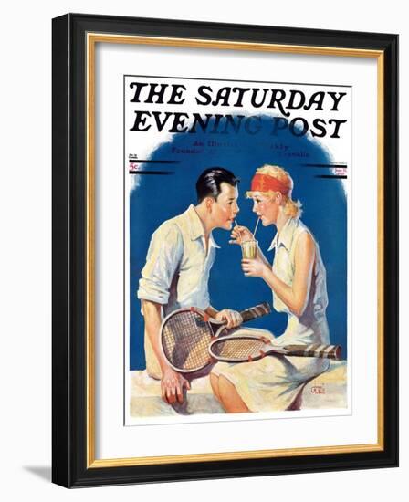 "Tennis Couple," Saturday Evening Post Cover, June 21, 1930-James C. McKell-Framed Giclee Print