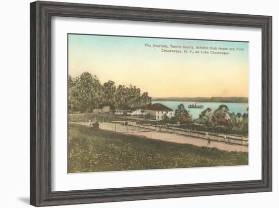 Tennis Court at Athletic Club on Lake Chautauqua, New York-null-Framed Art Print