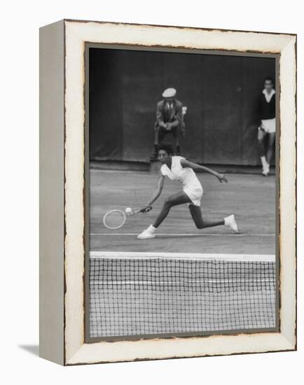 Tennis Player Althea Gibson in Action on Court During Match-Thomas D^ Mcavoy-Framed Premier Image Canvas