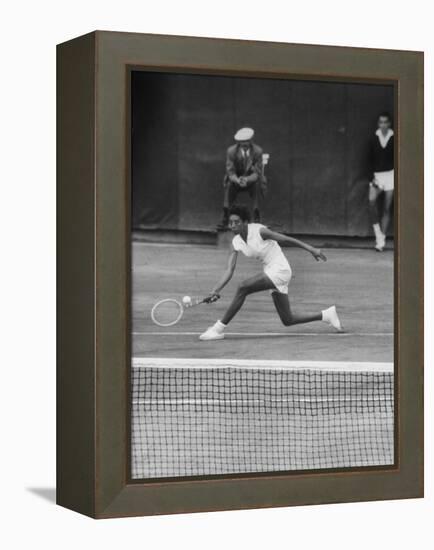 Tennis Player Althea Gibson in Action on Court During Match-Thomas D^ Mcavoy-Framed Premier Image Canvas
