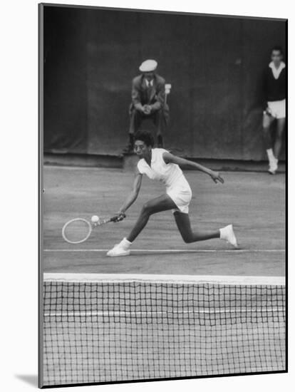 Tennis Player Althea Gibson in Action on Court During Match-Thomas D^ Mcavoy-Mounted Premium Photographic Print