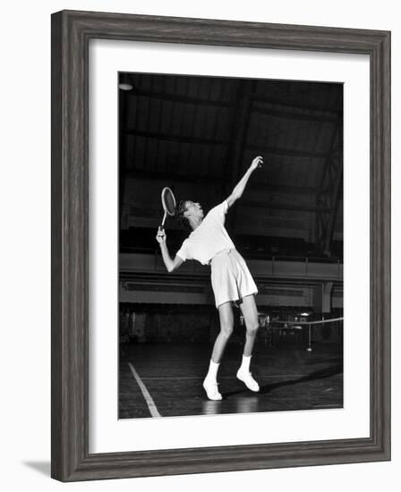 Tennis Player Althea Gibson, Serving the Ball While Playing Tennis-Gordon Parks-Framed Premium Photographic Print