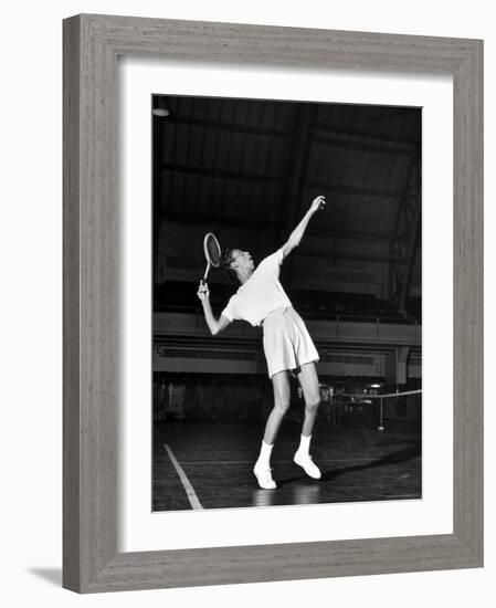 Tennis Player Althea Gibson, Serving the Ball While Playing Tennis-Gordon Parks-Framed Premium Photographic Print