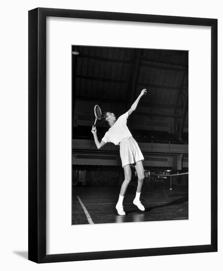 Tennis Player Althea Gibson, Serving the Ball While Playing Tennis-Gordon Parks-Framed Premium Photographic Print