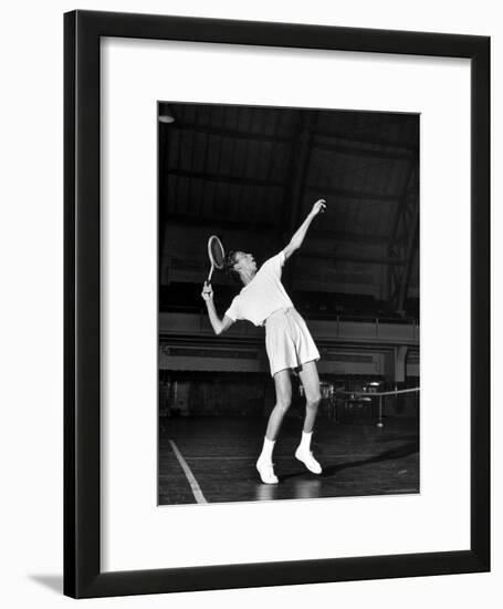 Tennis Player Althea Gibson, Serving the Ball While Playing Tennis-Gordon Parks-Framed Premium Photographic Print