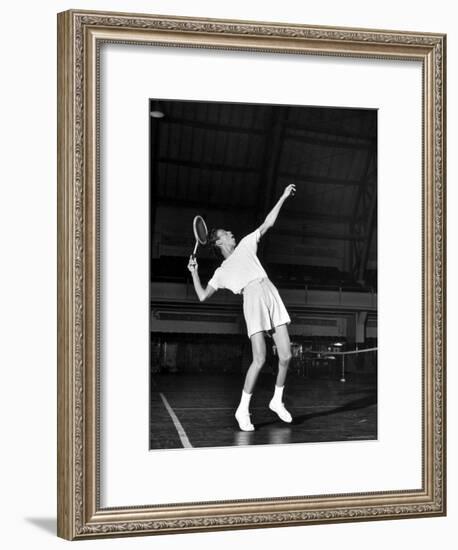 Tennis Player Althea Gibson, Serving the Ball While Playing Tennis-Gordon Parks-Framed Premium Photographic Print