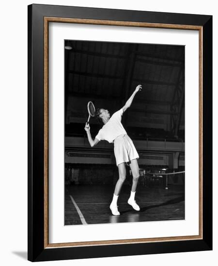 Tennis Player Althea Gibson, Serving the Ball While Playing Tennis-Gordon Parks-Framed Premium Photographic Print