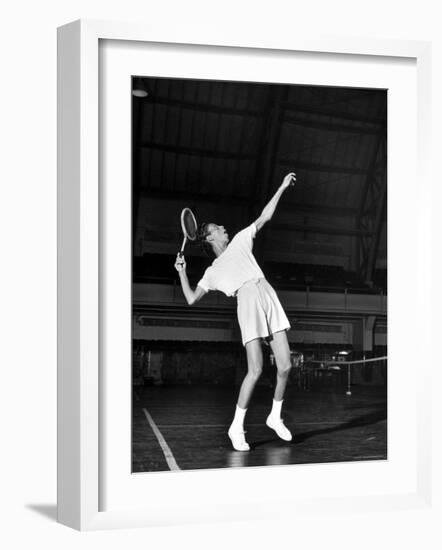 Tennis Player Althea Gibson, Serving the Ball While Playing Tennis-Gordon Parks-Framed Premium Photographic Print