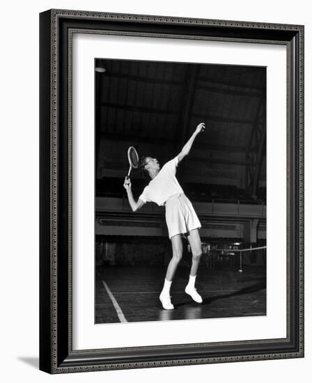 Tennis Player Althea Gibson, Serving the Ball While Playing Tennis-Gordon Parks-Framed Premium Photographic Print