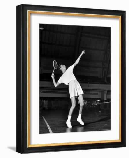 Tennis Player Althea Gibson, Serving the Ball While Playing Tennis-Gordon Parks-Framed Premium Photographic Print
