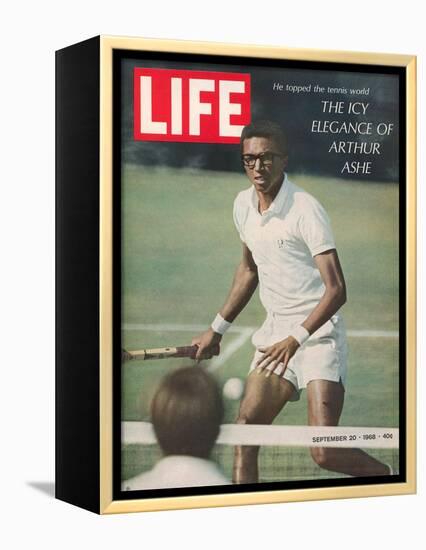 Tennis Player Arthur Ashe, September 20, 1968-Richard Meek-Framed Premier Image Canvas