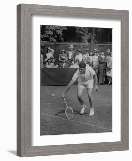 Tennis Player Pierre Pellizza in Action-null-Framed Photographic Print