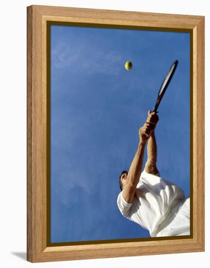 Tennis Player with Blue Sky-null-Framed Premier Image Canvas