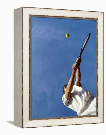 Tennis Player with Blue Sky-null-Framed Premier Image Canvas