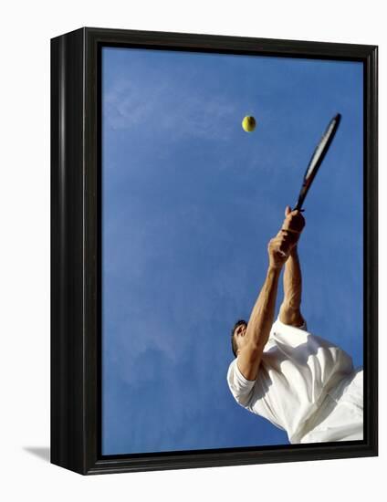 Tennis Player with Blue Sky-null-Framed Premier Image Canvas