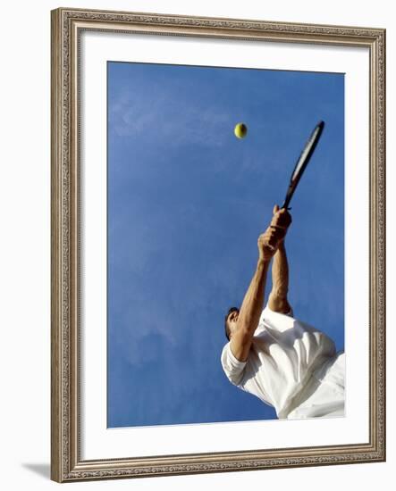 Tennis Player with Blue Sky-null-Framed Photographic Print