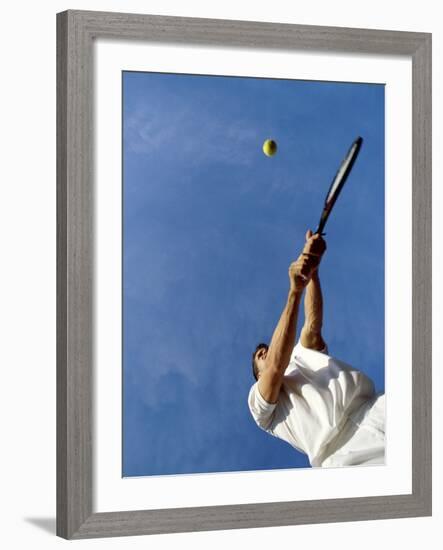 Tennis Player with Blue Sky-null-Framed Photographic Print