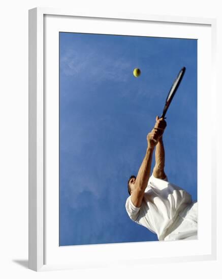 Tennis Player with Blue Sky-null-Framed Photographic Print