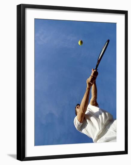 Tennis Player with Blue Sky-null-Framed Photographic Print