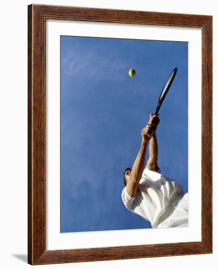 Tennis Player with Blue Sky-null-Framed Photographic Print