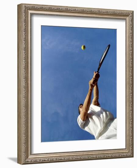 Tennis Player with Blue Sky-null-Framed Photographic Print