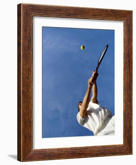 Tennis Player with Blue Sky-null-Framed Photographic Print