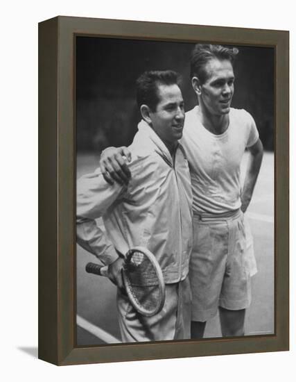 Tennis Players Bobby Riggs and Jack Kramer Posing at Madison Square Garden-Ralph Morse-Framed Premier Image Canvas