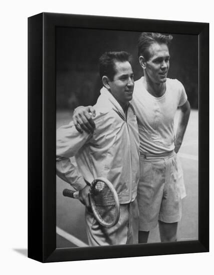 Tennis Players Bobby Riggs and Jack Kramer Posing at Madison Square Garden-Ralph Morse-Framed Premier Image Canvas