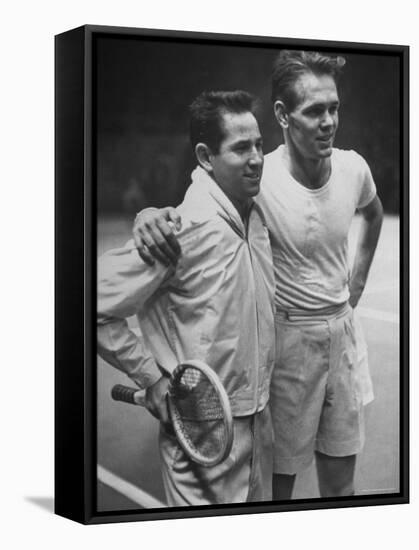 Tennis Players Bobby Riggs and Jack Kramer Posing at Madison Square Garden-Ralph Morse-Framed Premier Image Canvas
