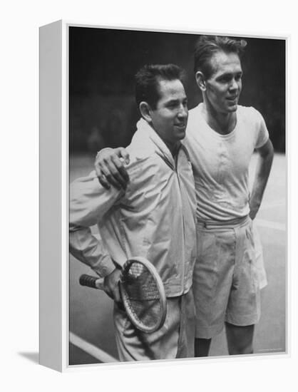 Tennis Players Bobby Riggs and Jack Kramer Posing at Madison Square Garden-Ralph Morse-Framed Premier Image Canvas