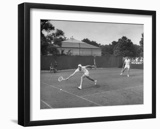 Tennis Players Yvon Petra and Pierre Pellizza in Action-null-Framed Photographic Print