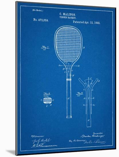 Tennis Racket Patent-null-Mounted Art Print