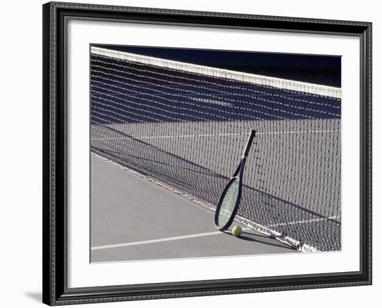 Tennis Racquet Against Net with Ball-Mitch Diamond-Framed Photographic Print