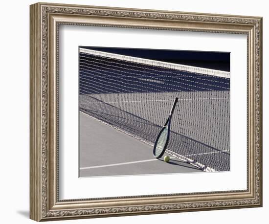 Tennis Racquet Against Net with Ball-Mitch Diamond-Framed Photographic Print