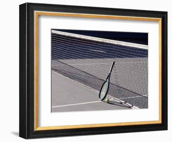 Tennis Racquet Against Net with Ball-Mitch Diamond-Framed Photographic Print