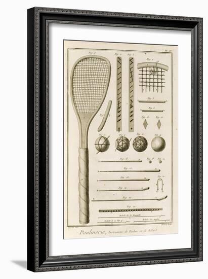 Tennis Racquets and Billiard Cues, from the 'Encyclopedia' by Denis Diderot-J.R. Lucotte-Framed Giclee Print