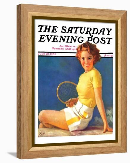 "Tennis Time-Out," Saturday Evening Post Cover, July 20, 1935-Walt Otto-Framed Premier Image Canvas