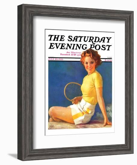 "Tennis Time-Out," Saturday Evening Post Cover, July 20, 1935-Walt Otto-Framed Giclee Print